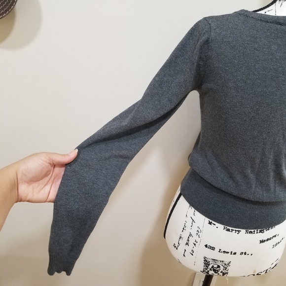 Rue 21 Gray V Neck Cardigan With Button Closure At The Bottom SIZE S. - Picture 12 of 16